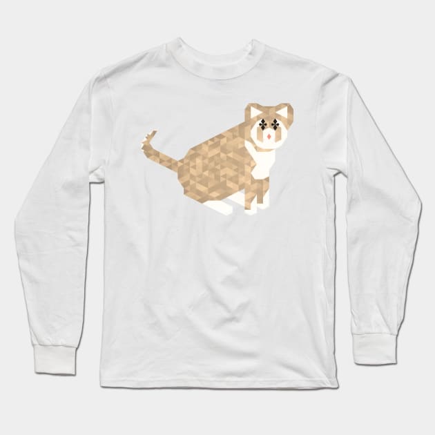 Geometric Cat Long Sleeve T-Shirt by zody